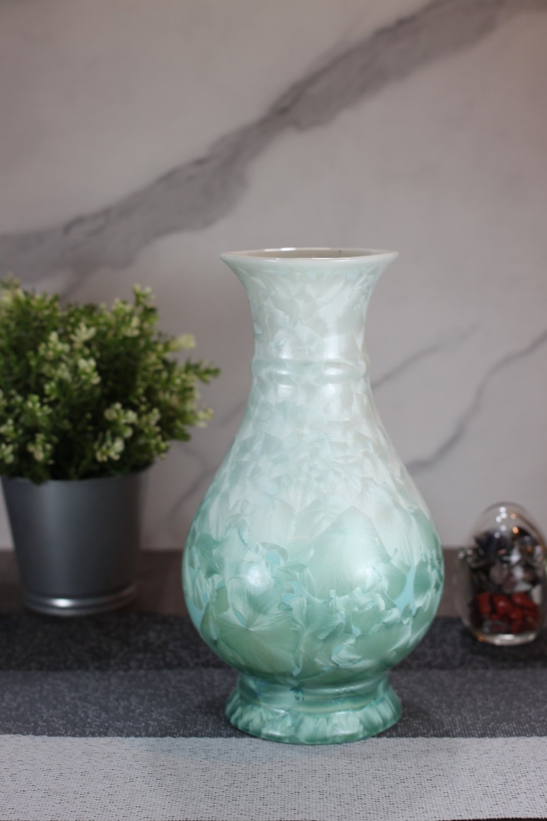 【蛇年新春】高25cm 结晶釉 晶花 花瓶 莺歌叶敏祥作品 - 花瓶/陶器 - 瓷 