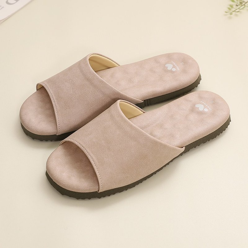 【维诺妮卡】舒适减压 优质乳胶室内皮拖鞋-米色 - 室内拖鞋 - 塑料 