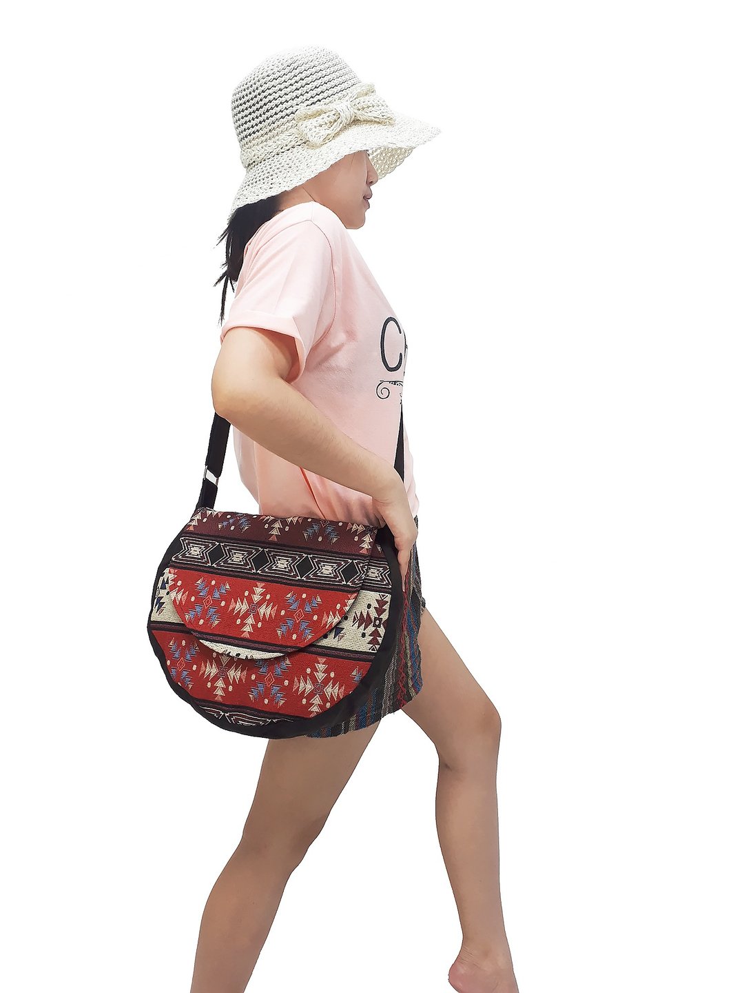 Handmade bag Woven Cotton Bag Women bag Shoulder bag Crossbody Bag Colorful - 其他 - 棉 红色