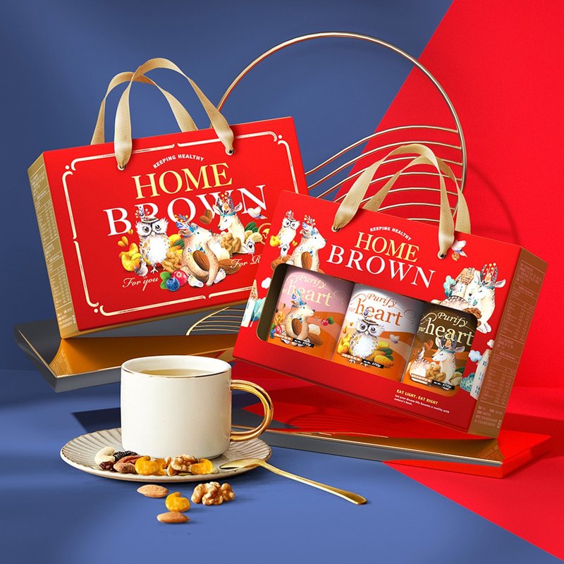 【红布朗】We Are One坚果礼盒(3罐/组)年节礼盒 春节礼盒 送礼 - 坚果 - 新鲜食材 红色