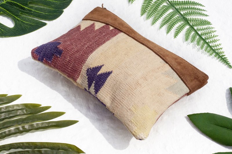 手工棉麻麂皮零钱包/收纳包/手机包/耳机收纳袋/化妆包-土耳其风 - 化妆包/杂物包 - 真皮 多色