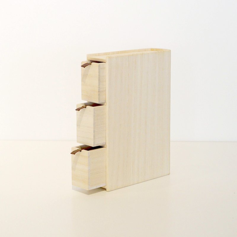 桐木书本造型收纳盒 抽屉 BOOK BOX 3 - 收纳用品 - 木头 咖啡色
