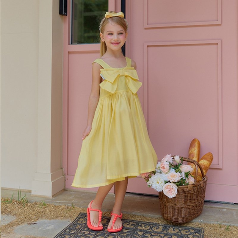 Bowtiful 洋装-柠檬色 - 童装礼服/连衣裙 - 其他材质 