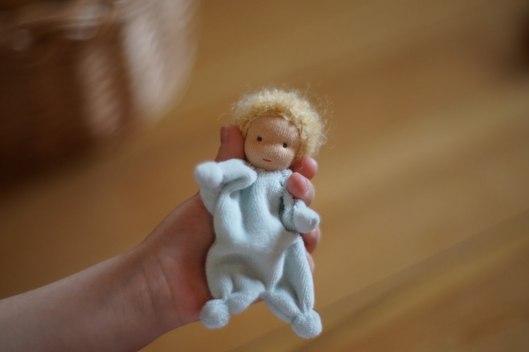 Waldorf doll Small baby doll Pocket doll - 玩具/玩偶 - 羊毛 蓝色