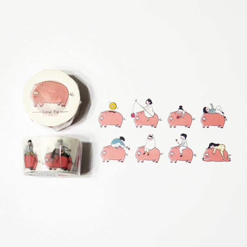珊瑚猪 Coral pig  / 纸胶带 - 纸胶带 - 纸 粉红色