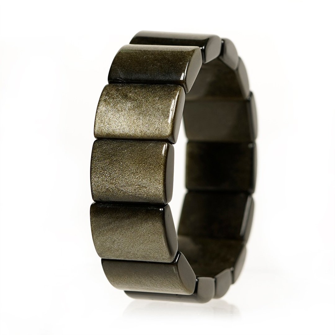 【正佳珠宝】金曜石 高品金沙金曜 15x20mm 宽版金曜石手排 - 手链/手环 - 半宝石 多色
