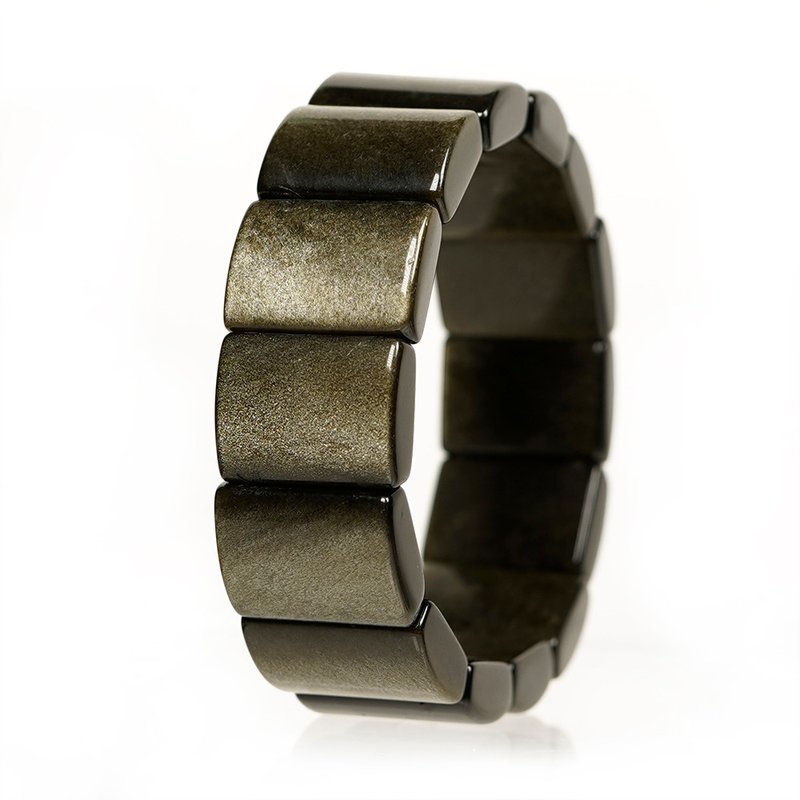 【正佳珠宝】金曜石 高品金沙金曜 15x20mm 宽版金曜石手排 - 手链/手环 - 半宝石 多色