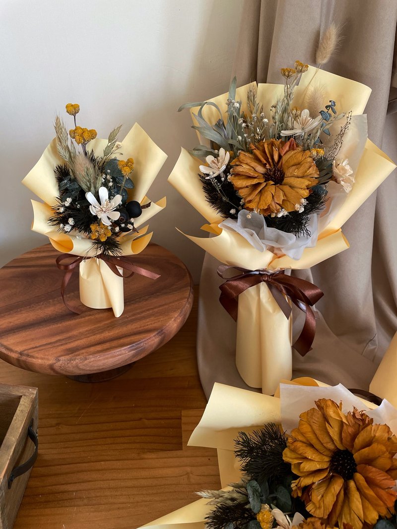 毕业花束 太阳花 干燥花束 永生花 送礼花束 庆开幕 - 干燥花/捧花 - 植物．花 黄色