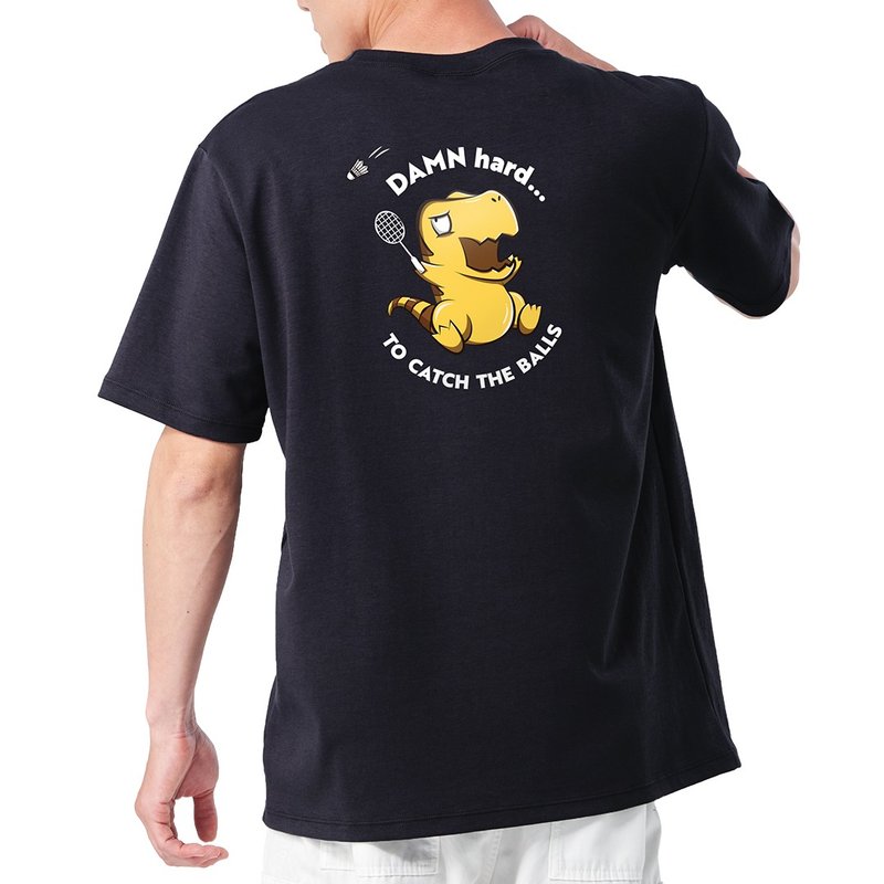 立体机能棉T-短手呆脑兽(背印款) - 羽球 MIT机能服 羽球衣 棉T - 男装运动衣 - 聚酯纤维 黑色