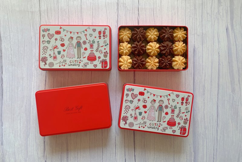 2/11后出货 手工曲奇 320g长方铁盒  wedding 喜饼 量多须于30天 - 手工饼干 - 新鲜食材 