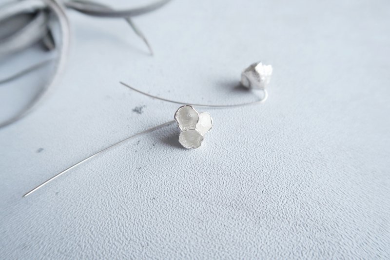 925纯银 蜂巢 花 耳针耳环 - 耳环/耳夹 - 纯银 