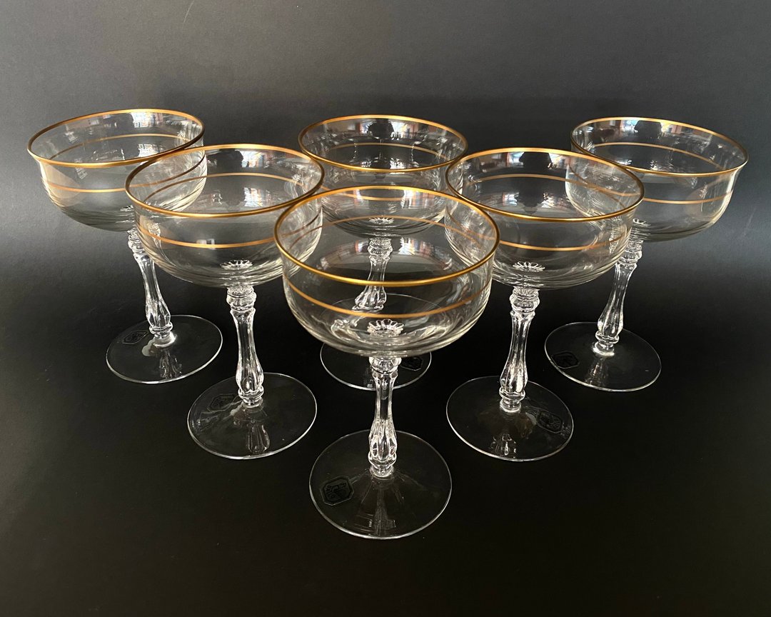 德国 Gallo 复古水晶香槟/酒杯套装 |  1970 - 酒杯/酒器 - 水晶 透明