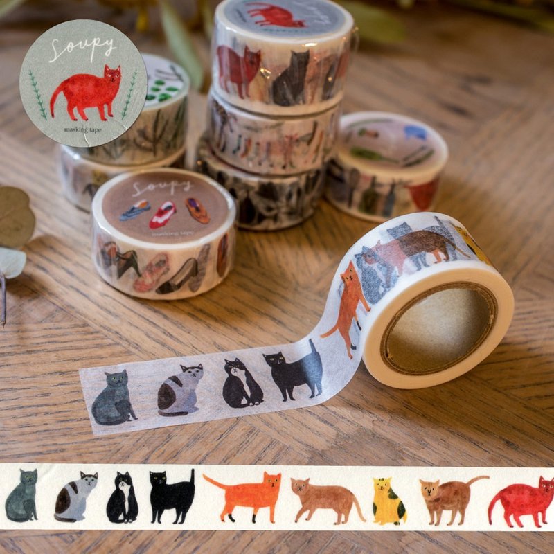 不开心猫咪纸胶带masking tape - 纸胶带 - 纸 