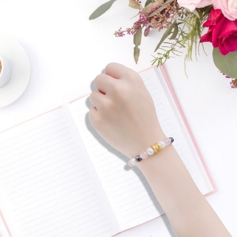 黄金 天然珍珠 粉晶 赤铁矿 手链 - 手链/手环 - 水晶 