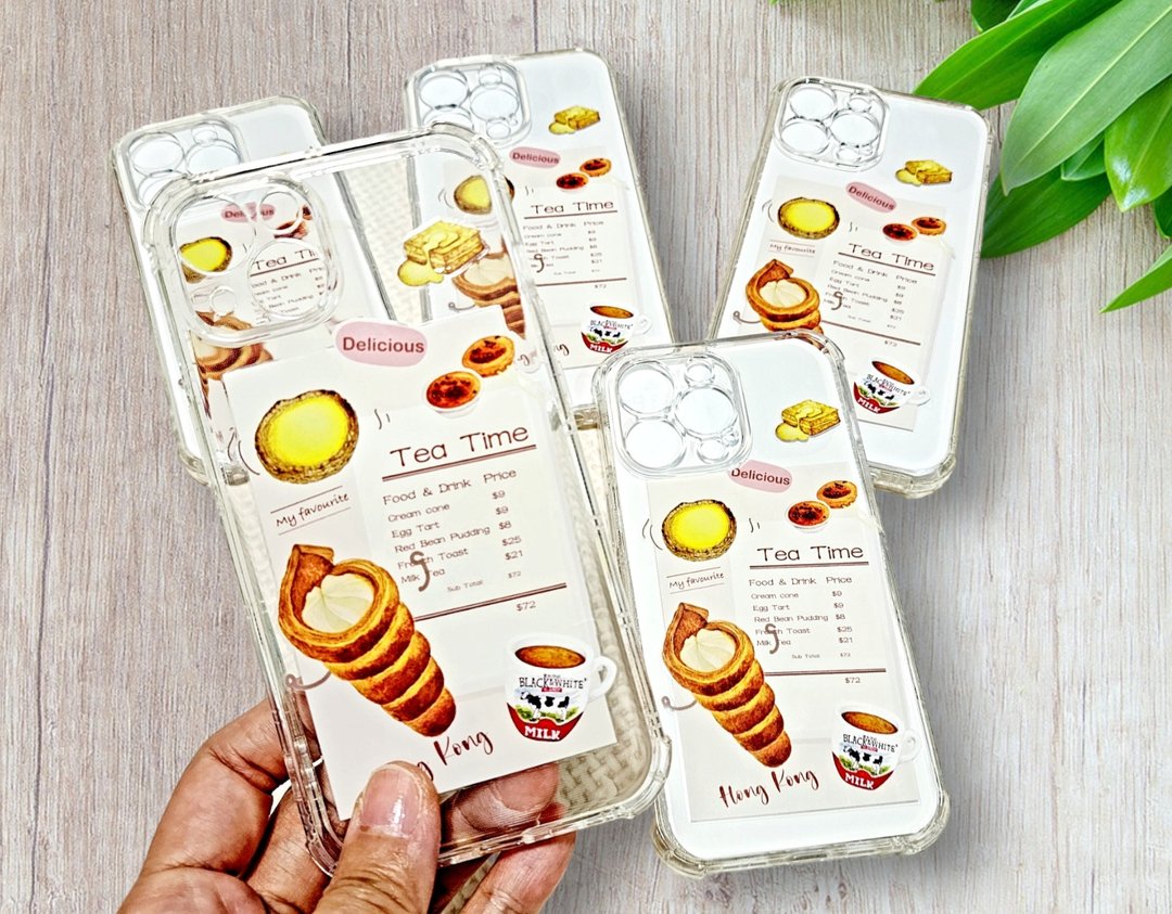 Iphone 电话透明保护壳 手绘水彩香港食物 - 手机壳/手机套 - 塑料 白色