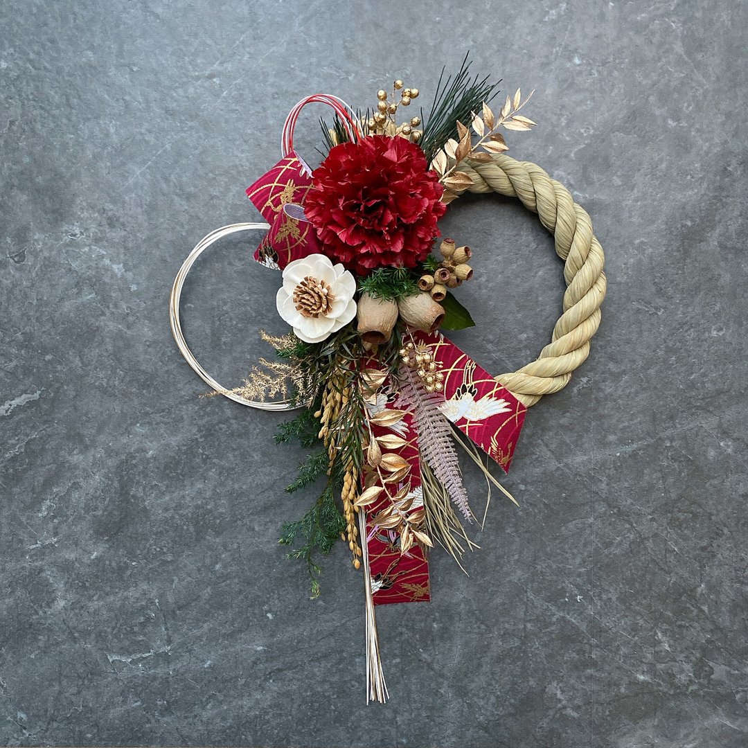 【2023 新年-无限幸福&鹤岁吉祥】干燥花  永生花 日式注连绳 - 干燥花/捧花 - 植物．花 红色