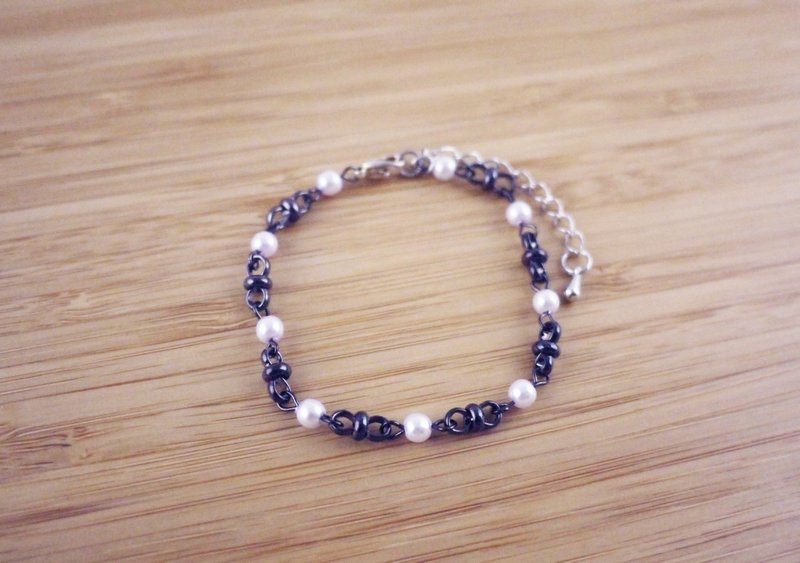 【珍珠的牵绊】 金属手链 - 手链/手环 - 其他金属 黑色