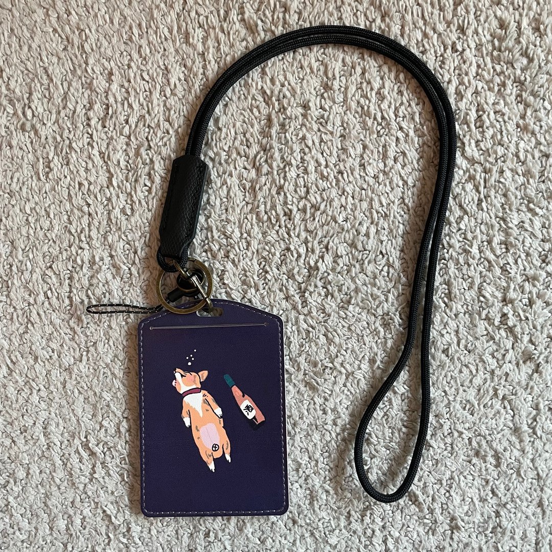 醉洒哥基犬 卡套 深蓝色 - 证件套/卡套 - 人造皮革 蓝色