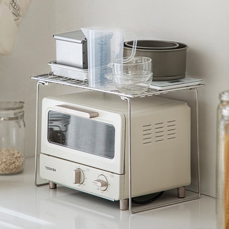 日本霜山 304不锈钢折叠式桌上/水槽下两用置物架-加高款 - 置物架/篮子 - 不锈钢 银色