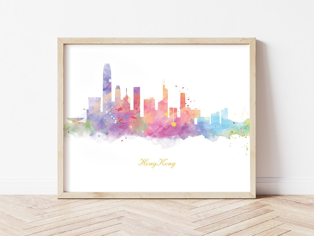 香港城市剪影海报/城市居家挂画/客厅背景墙/艺廊墙/香港纪念 - 摆饰 - 其他材质 
