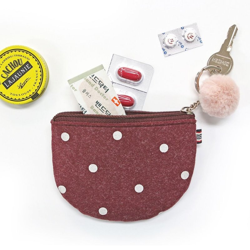 Indigo 质感毛毡半月钥匙零钱包Ver5-博根地红,IDG72040 - 钥匙链/钥匙包 - 聚酯纤维 红色