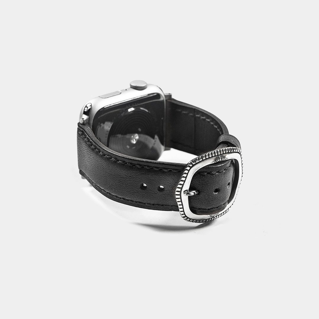 Rim Buckle Apple Watch Strap_Black - 表带 - 真皮 黑色