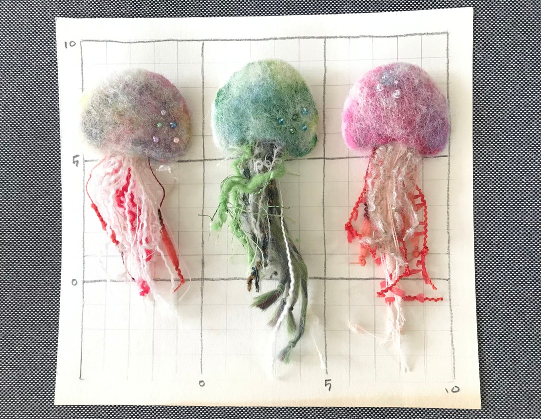 海洋生物系列别针*水母 - 胸针 - 羊毛 咖啡色