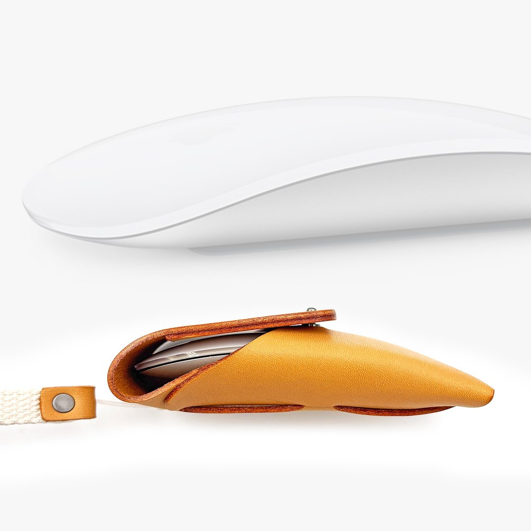 COZI - Magic Mouse 巧控滑鼠 皮革保护套 保护壳 收纳包 收纳袋 - 化妆包/杂物包 - 真皮 橘色
