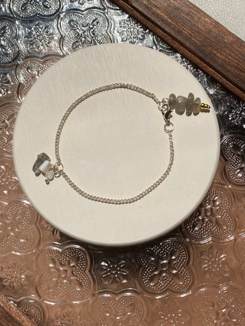 海市蜃楼 拉长石 坠链 手链 定制化 礼物 镀银 - 手链/手环 - 宝石 银色