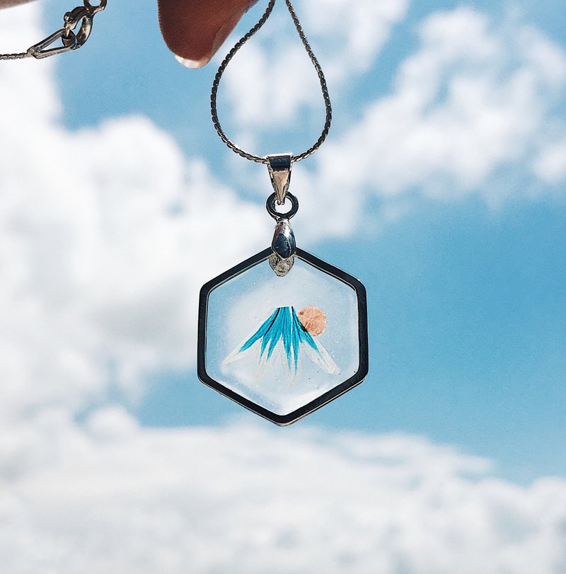 Mount Fuji Ultra Thin Hexagon富士山六角形颈链 - 颈链 - 其他金属 银色