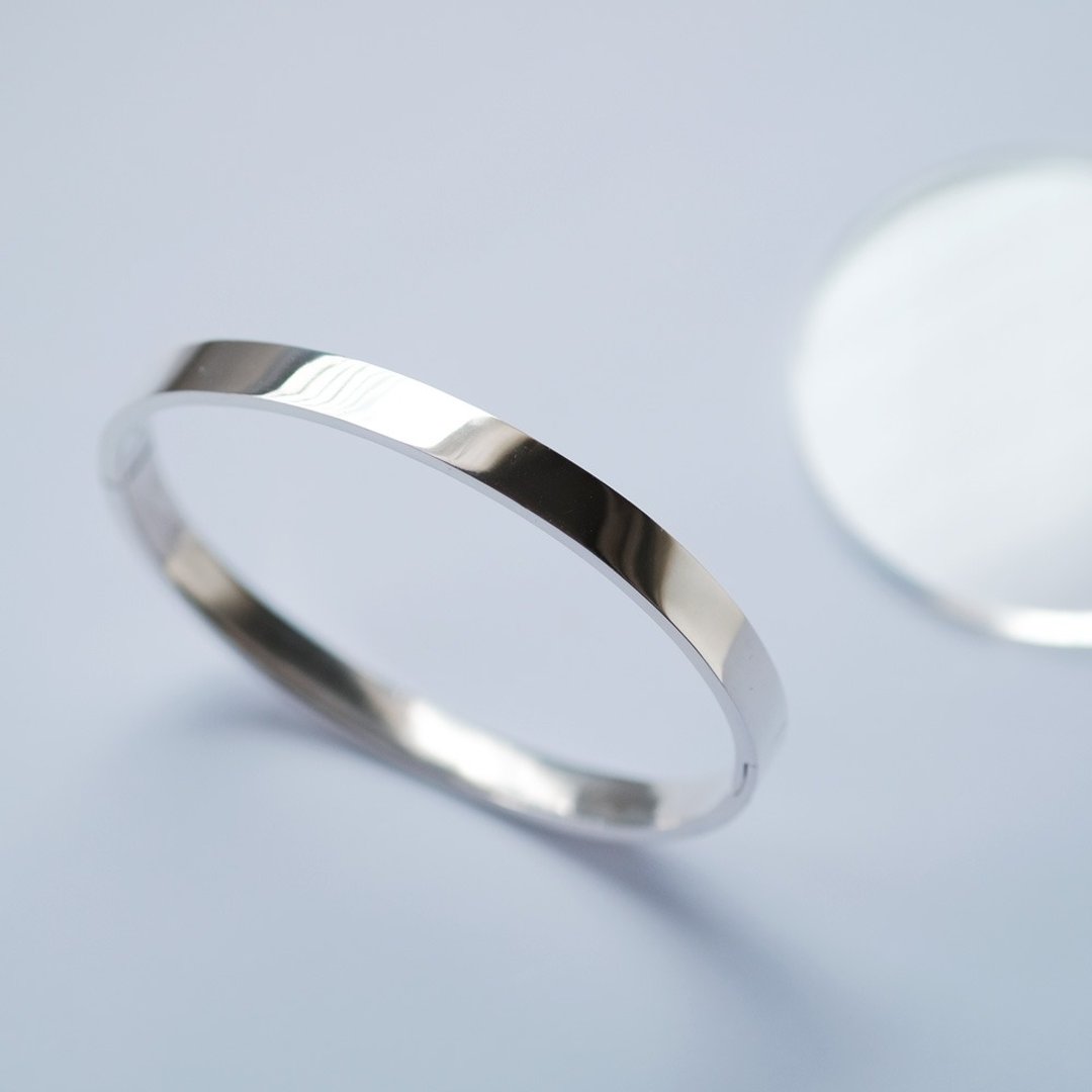 Bold Bangle Silver 925 - 手链/手环 - 其他金属 灰色