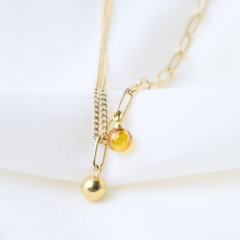 【ScentMûes森缪斯】扩香项链-时尚金球拼接链款(附绒布袋) - 项链 - 其他金属 