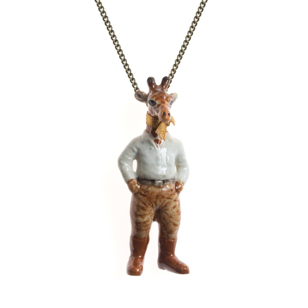 AndMary 手绘瓷项链-长颈鹿先生 礼盒包装 Mr. Safari Giraffe - 项链 - 瓷 咖啡色