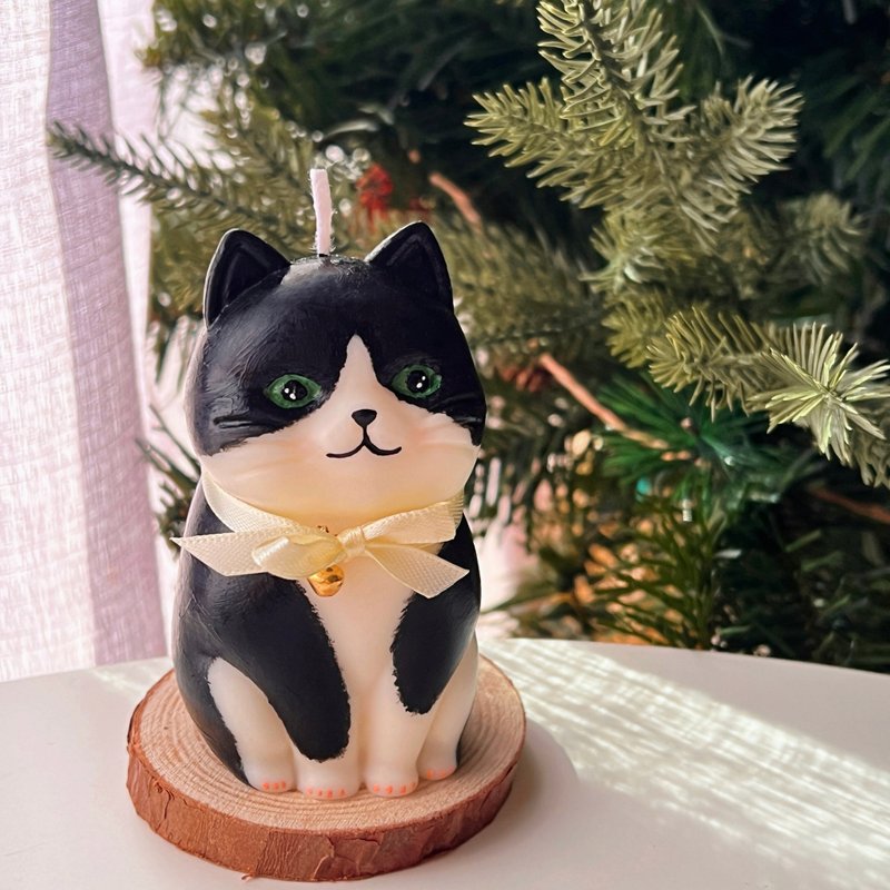 奔驰猫造型香氛蜡烛 手作猫咪造型蜡烛 猫咪香氛蜡烛 - 蜡烛/烛台 - 蜡 黑色