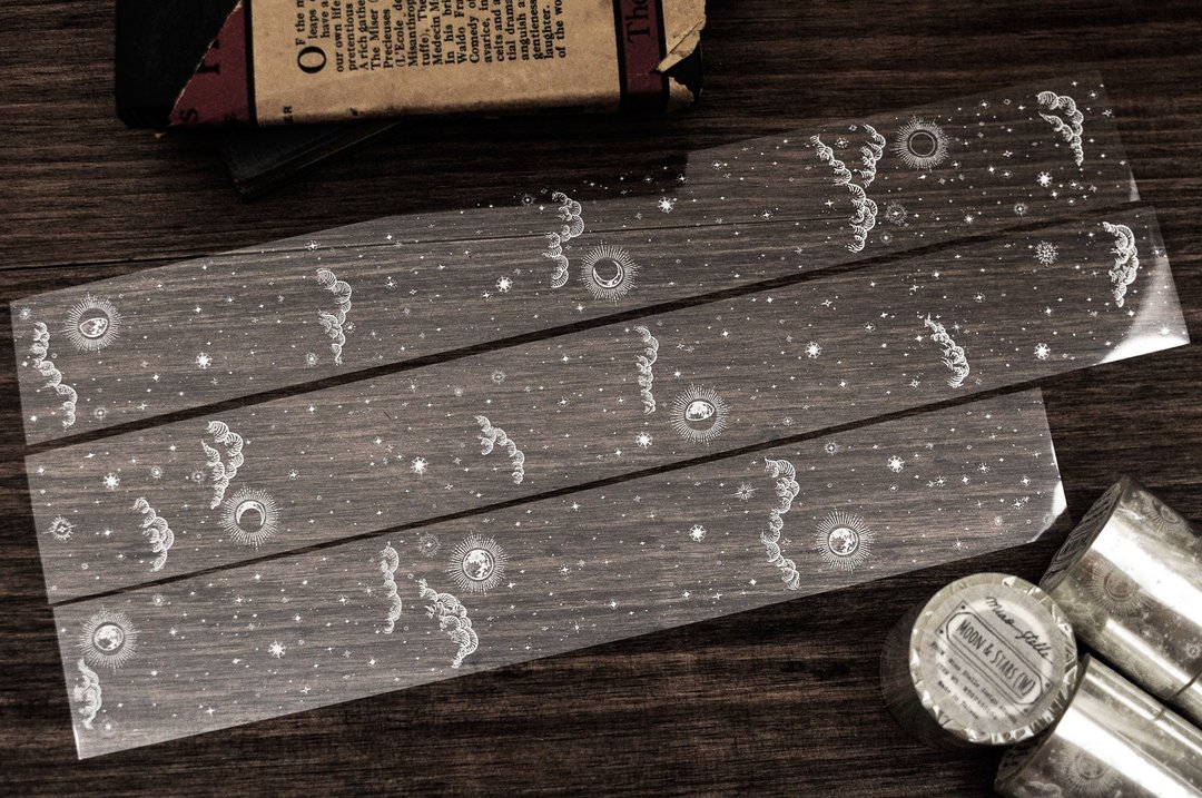 皓月星辰白墨 – 4.5cm - 纸胶带 - 纸 多色