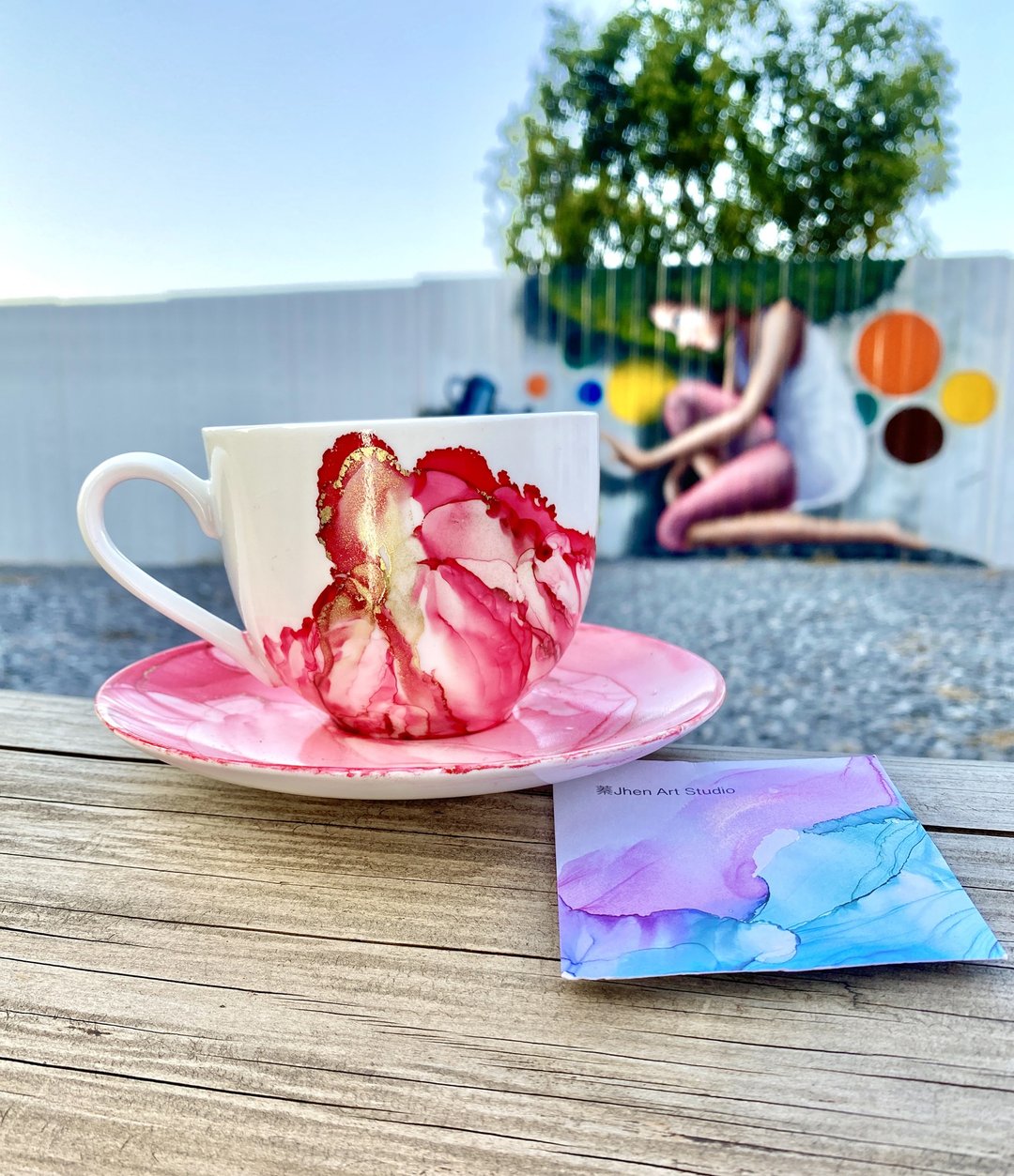 【定制】咖啡杯组/酒精墨水/手工绘制/选色订制服务 - 其他杯子 - 瓷 红色