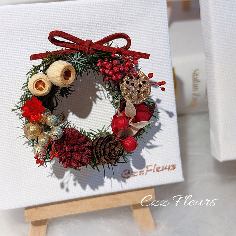 迷你花圈油画框礼盒组\手掌心的迷你祝福/ 交换礼物 圣诞礼物花圈 - 干燥花/捧花 - 植物．花 多色