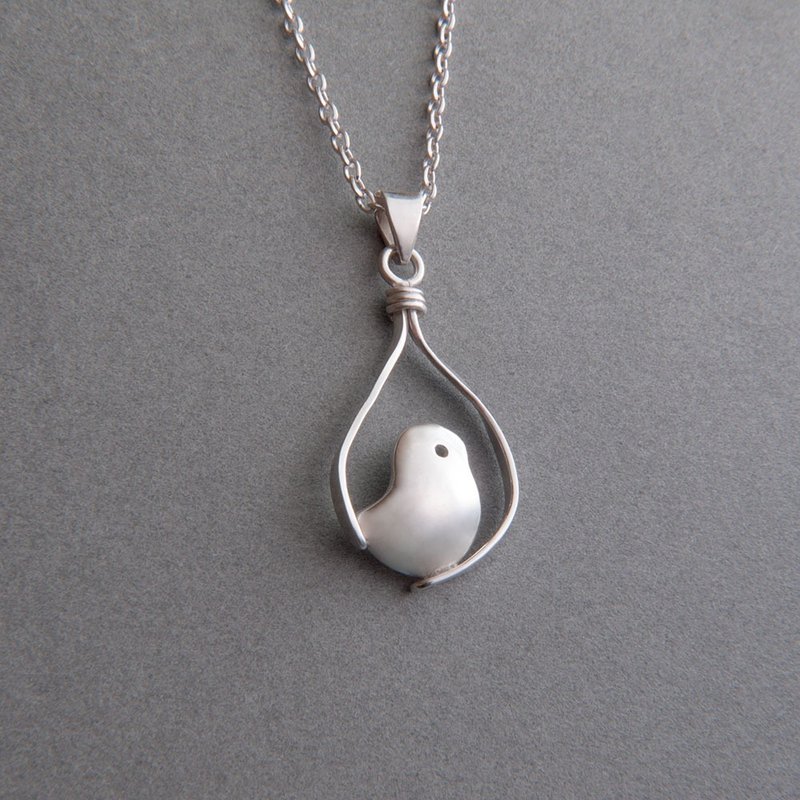 树枝上的鸟儿 -  纯银鸟项链 - 项链 - 其他金属 银色