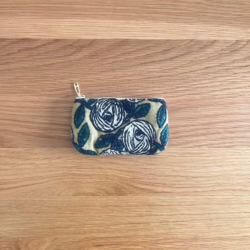 已售罄 - 此商品无补货 mina perhonen rosy 迷你收纳包 蔷薇 卡其色 - 零钱包 - 棉．麻 卡其色