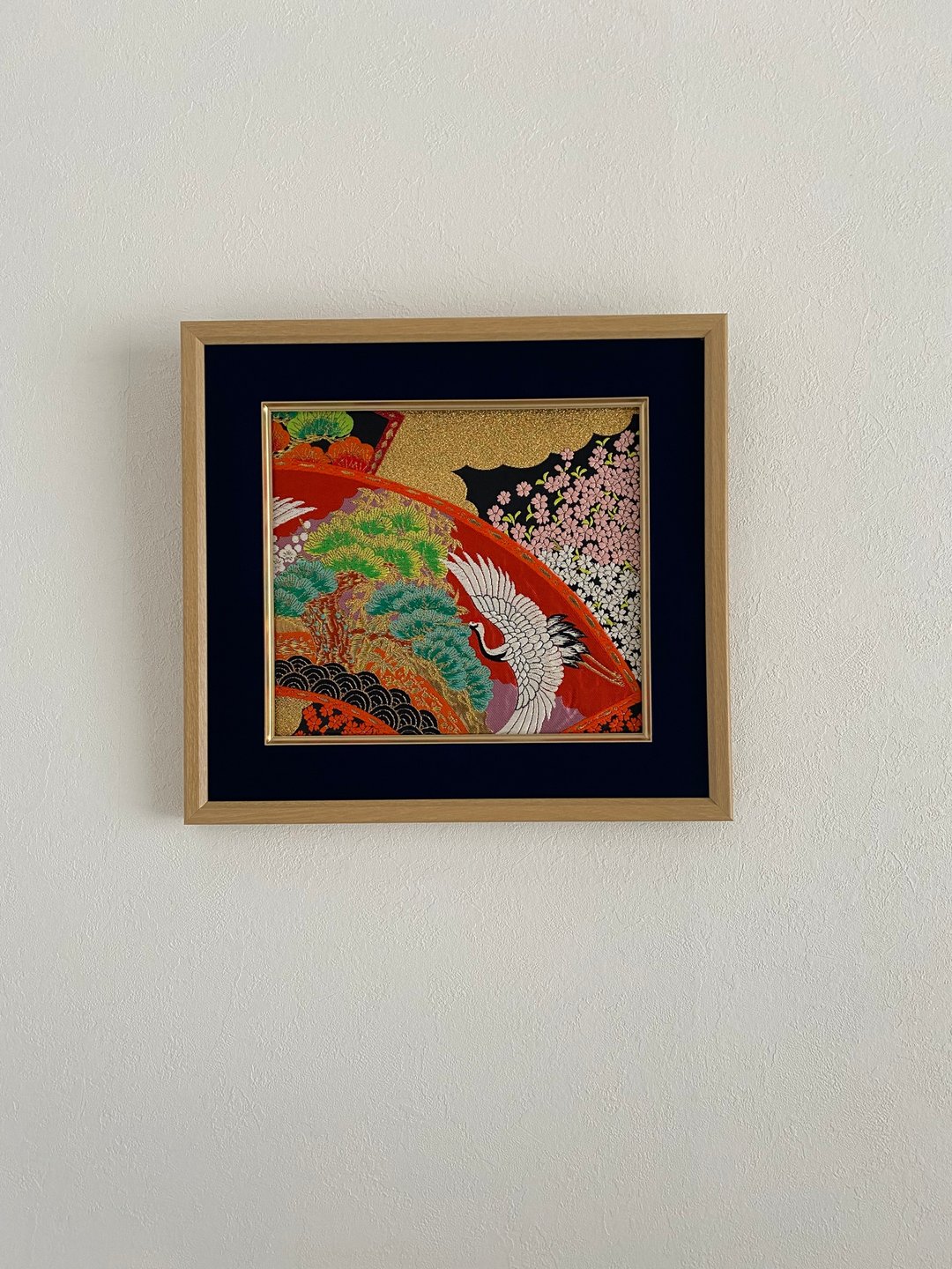 The art panel made from Japanese bride Kimono　Auspicious pattern　034 - 摆饰 - 丝．绢 蓝色