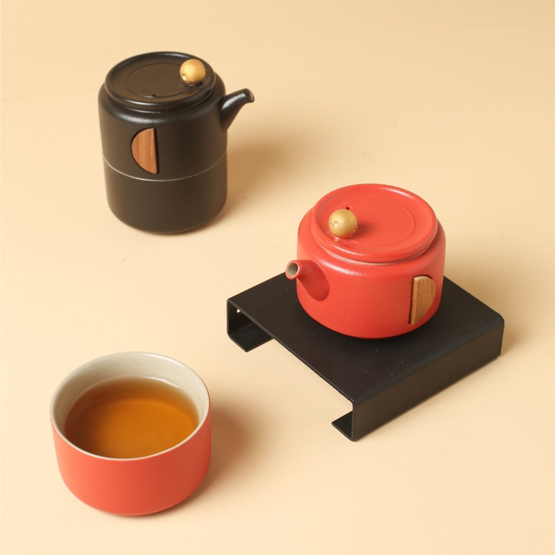【中秋送礼】陆宝 凝月随手泡 一壶一杯 旅行茶具 - 茶具/茶杯 - 陶 黑色