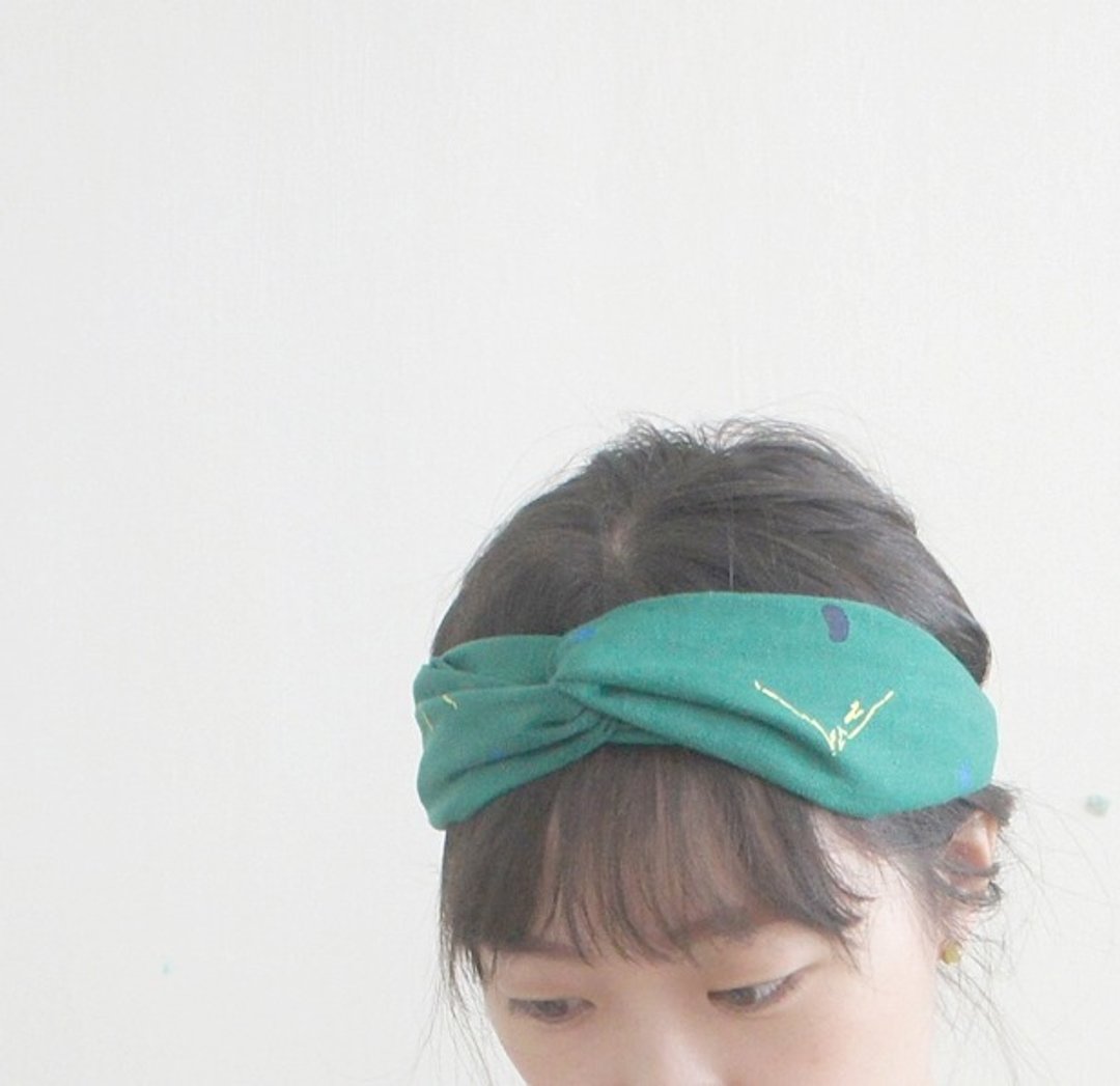 绝版最后两个-你最可爱夏日发带 绿色山棱 - 发饰 - 棉 绿色