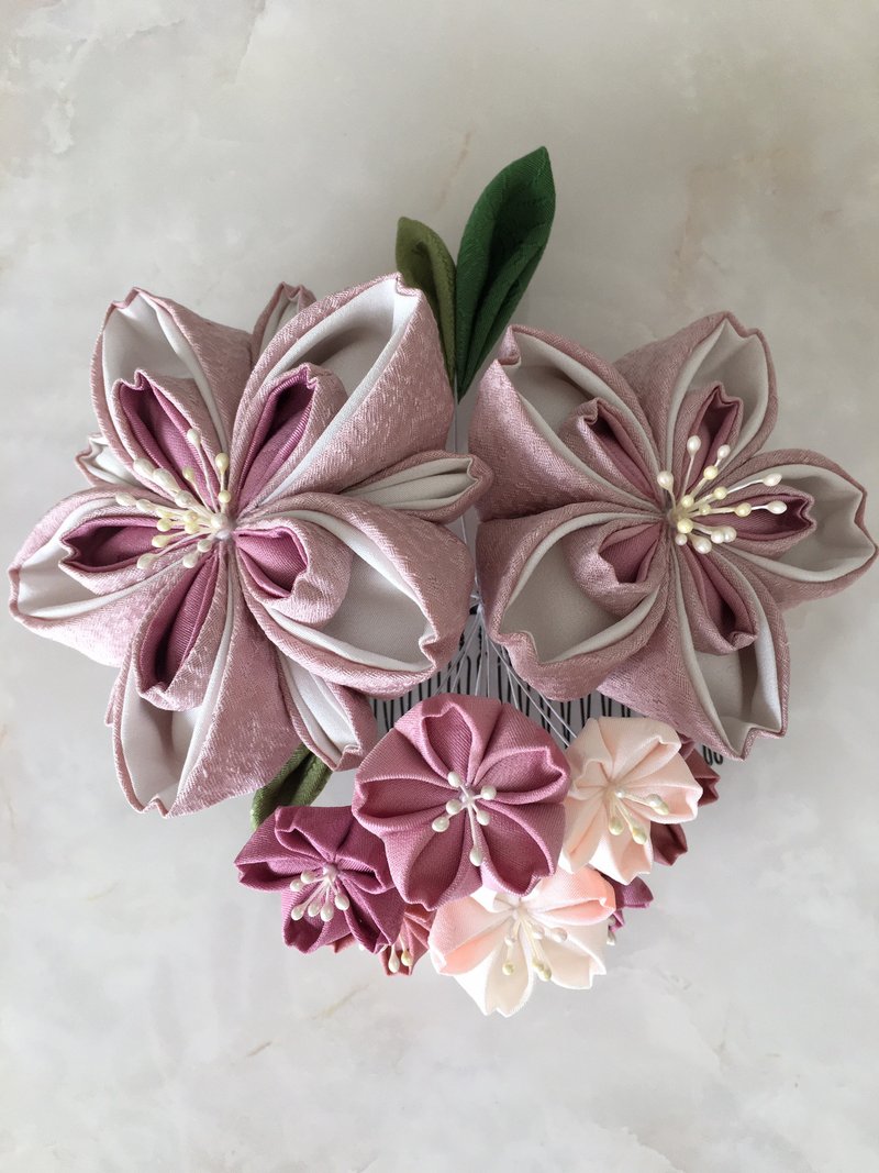 [New color] Knob work Large Sakura hair ornament [Sakuyahime, light purple] - 发饰 - 丝．绢 紫色