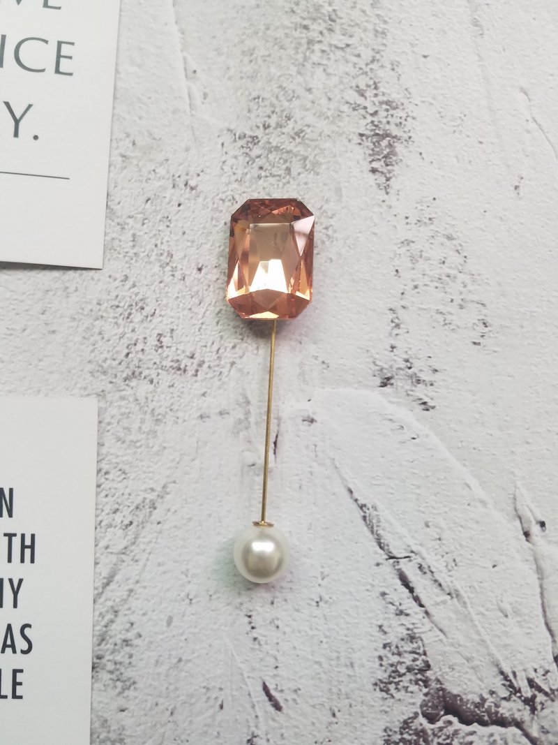 优雅裸色宝石胸针插针西装胸花新郎 - 胸针 - 玻璃 粉红色