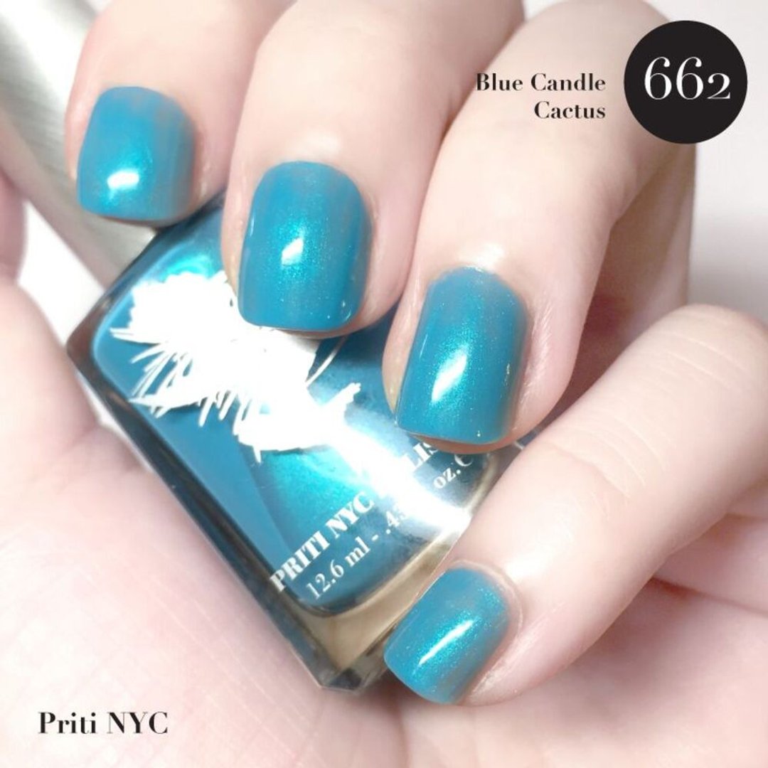 662 Blue Candle Cactus | Priti NYC 美丽纽约 顶级环保无毒 - 指甲油/指甲贴 - 颜料 蓝色