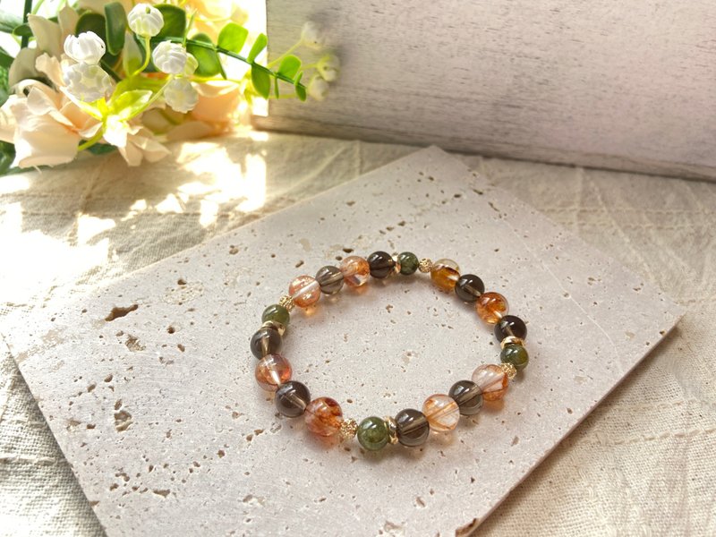 解忧。贵人。提升事业运。平衡情绪。胶花/沙佛莱 天然水晶 - 手链/手环 - 水晶 多色