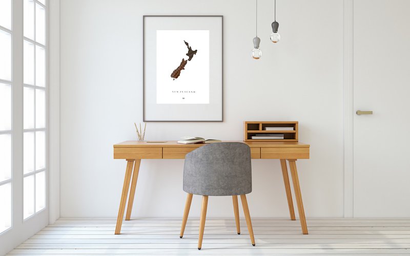 纽西兰地图海报 | 独特纯手工卡带编织 | 手工禮物 |同事生日禮物 - 摆饰 - 其他材质 卡其色