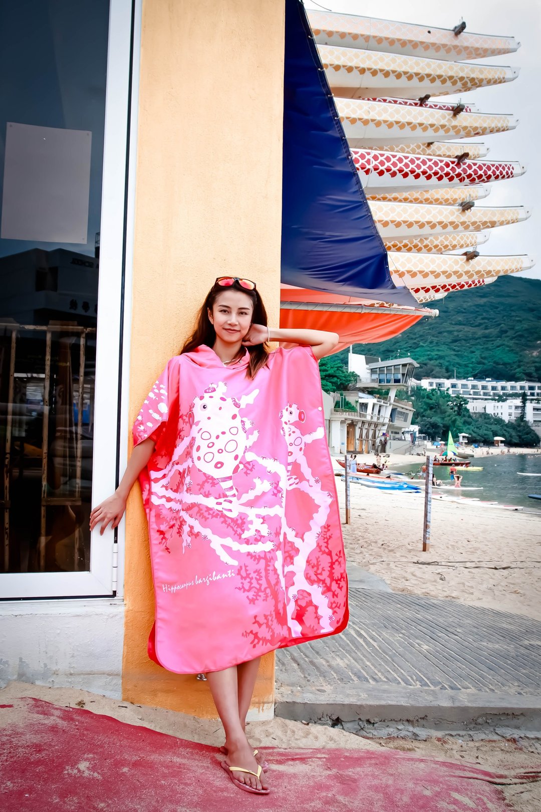 海马斗篷毛巾 - 女装运动衣 - 其他人造纤维 粉红色