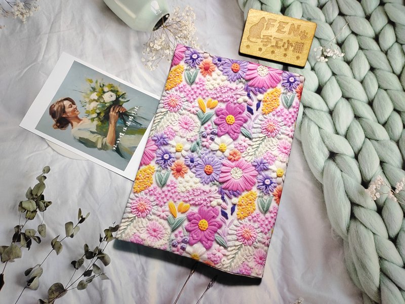 花草系列-高品质薄棉布料粉花团锦簇布书衣-布书套-适用A5-25K - 书衣/书套 - 棉．麻 