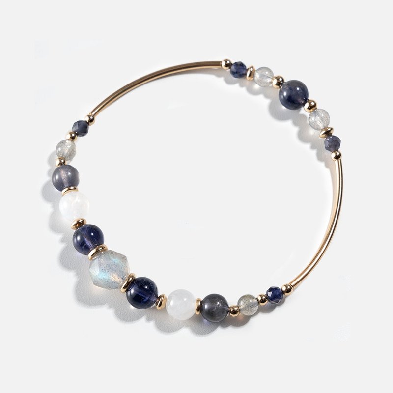 堇青石拉长石月光石14K包金手链 - 手链/手环 - 水晶 蓝色